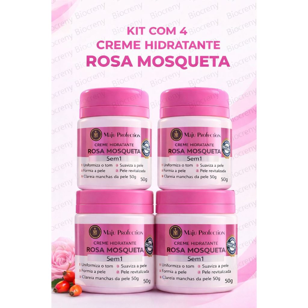Kit com 4 Pomadas Clareadora Rosa Mosqueta Tira Manchas Anti-Rugas, Mancha Melasma Espinhas e Cravos em Oferta na Shopee
