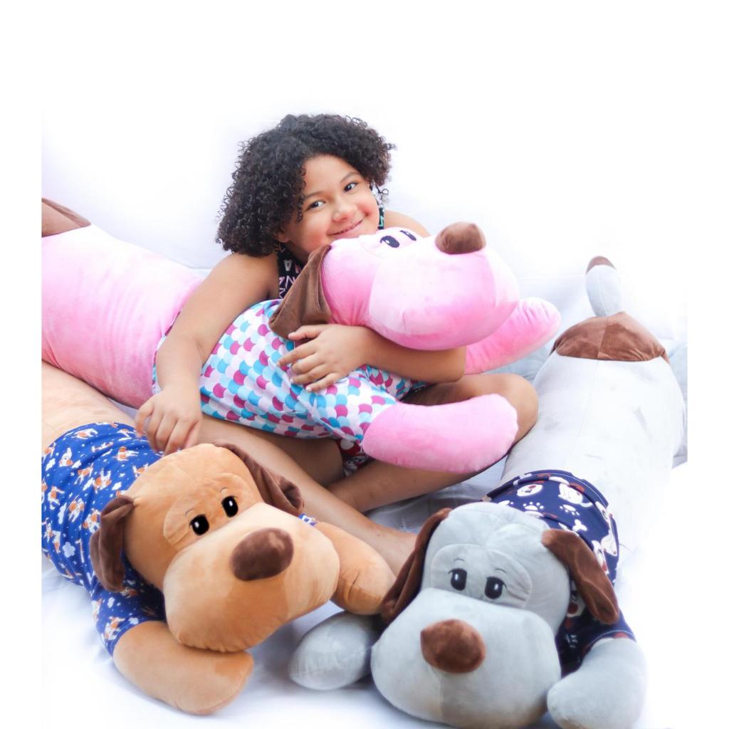 Travesseiro Corpo Dog Camiseta Removível Pelúcia Grande