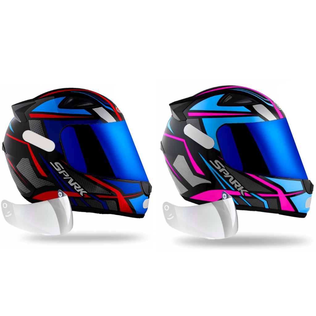 Kit Capacete Ebf Spider Azul e Spider Tiffany Mais Viseira Iridium