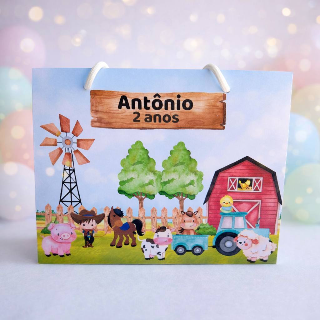 Sacola G Fazendinha Menino Personalizados/Lembrancinha de Festa/Aniversário/Lembrancinha Festa Infantil