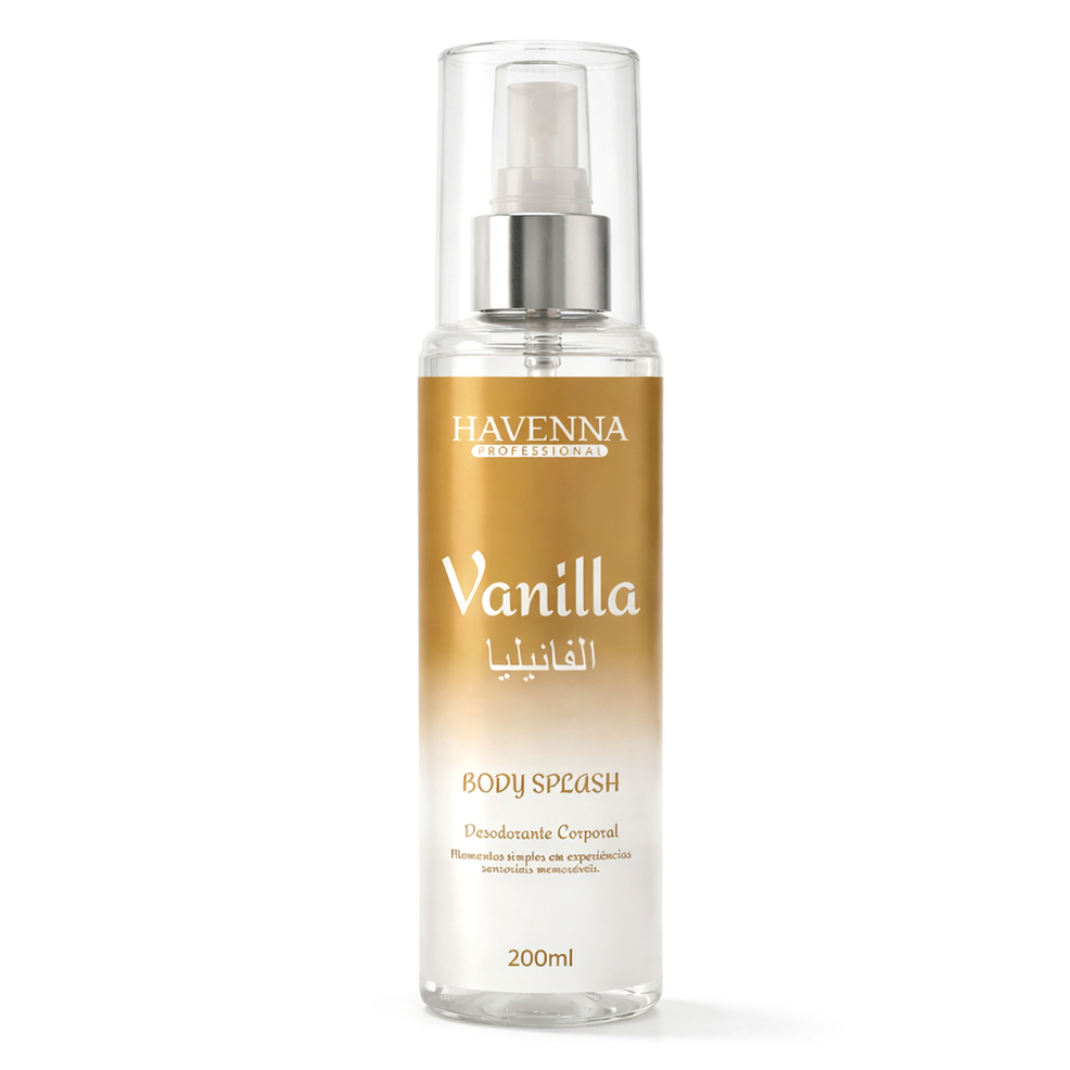 Body Splash Vanilla 200ml Perfume Corporal Feminin Baunilha Doce Fragrância Suave Uso Diário Havenna