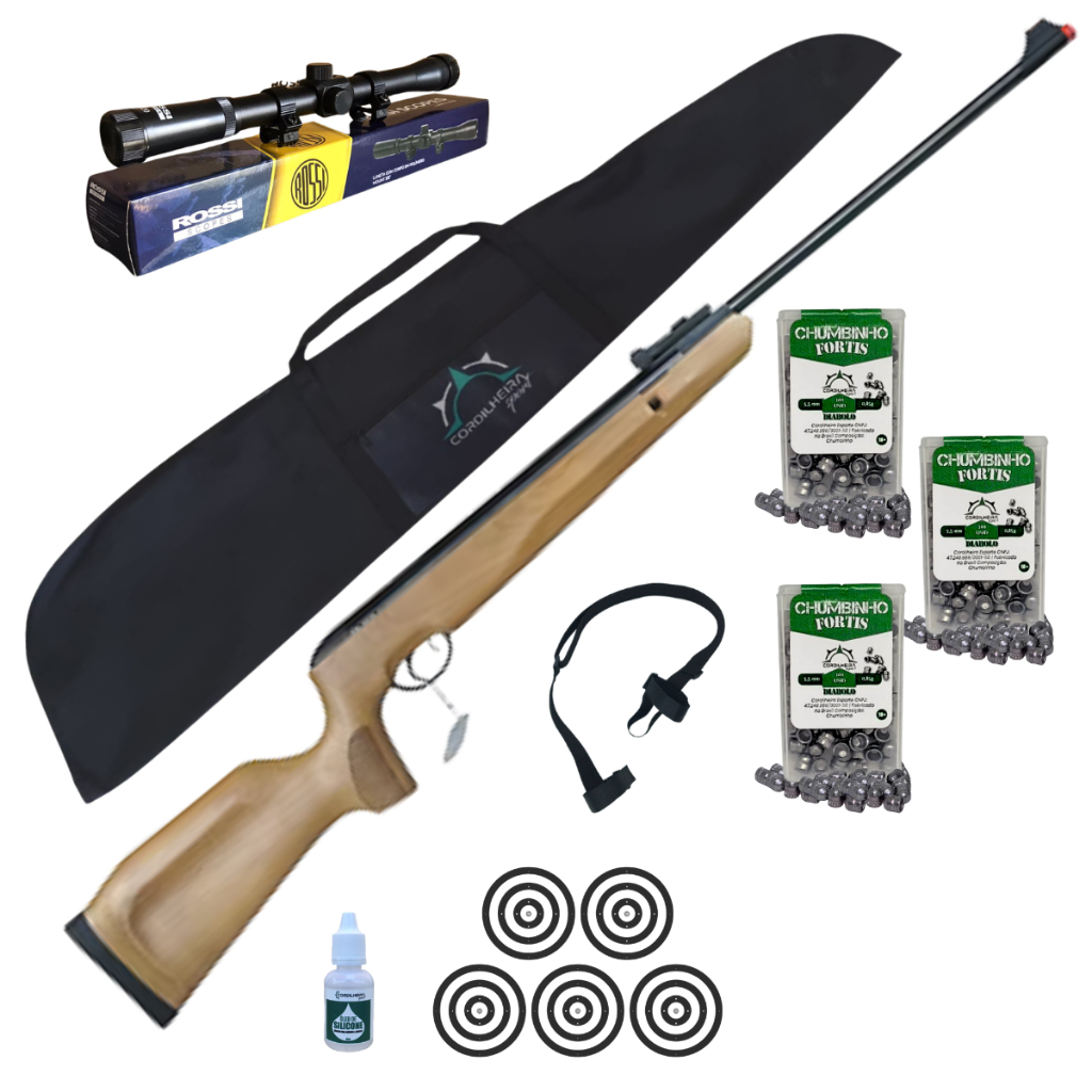 CARABINA TAG NAUTIKA NTK NAJA WOOD MADEIRA GÁSRAM POTENTE  5.5mm + ESCOLHA SEU KIT