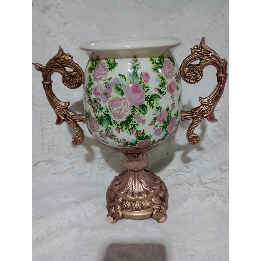 Vaso de Louça em Forma de Taça Decoração Usado Pequeno Bicado/ Ler Descrição