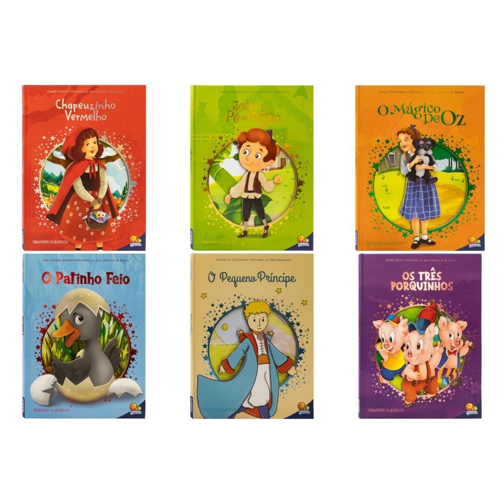 Coleção até 6 Livros Infantis Clássicos Ilustrados, contos Educativos para Crianças