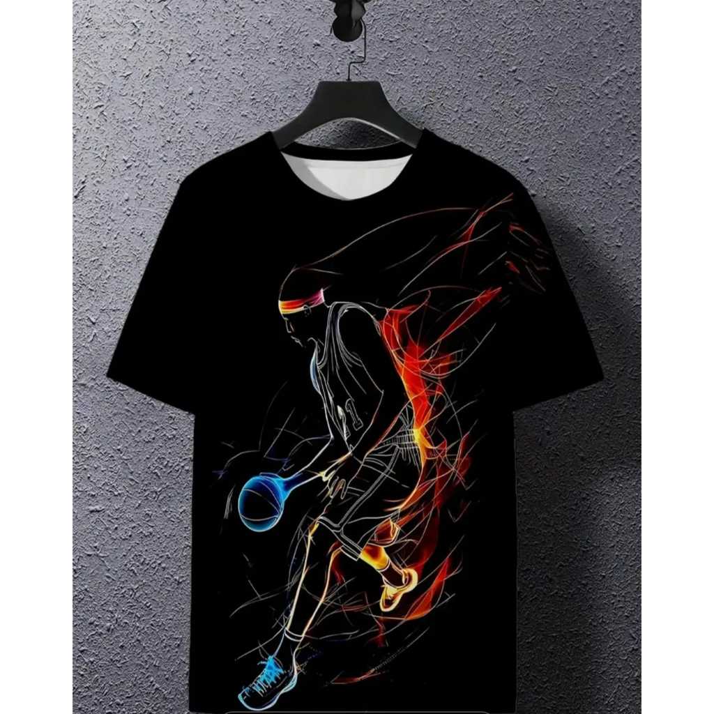 Camiseta 100% algodão casual unissex estampada "Jogador Basquete" gola redonda ideal para o dia a dia