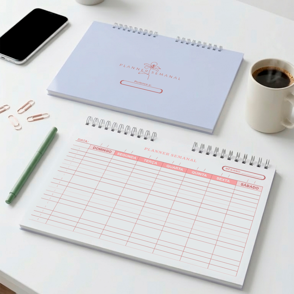 Planner / Agenda semanal A4 52 semanas 1 ano