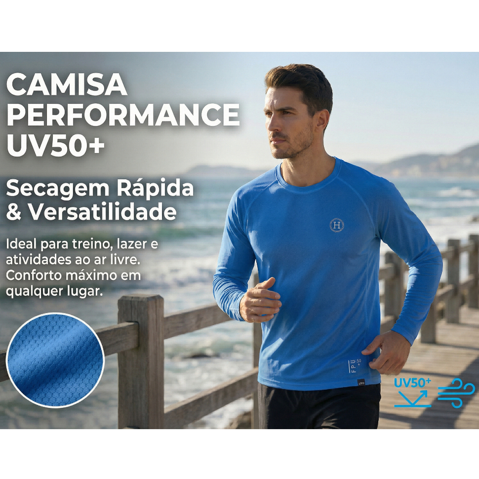 Camisa Proteção Solar Masculina Manga Longa Segunda Pele Para Academia, Praia, Pesca, Ciclismo