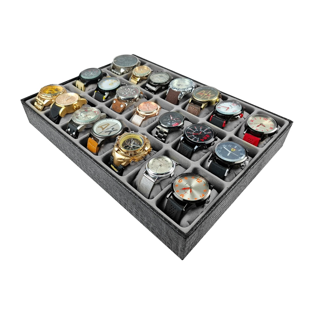 Caixa Bandeja Organizadora 21 Relógios  Closet para Gaveta CINZA
