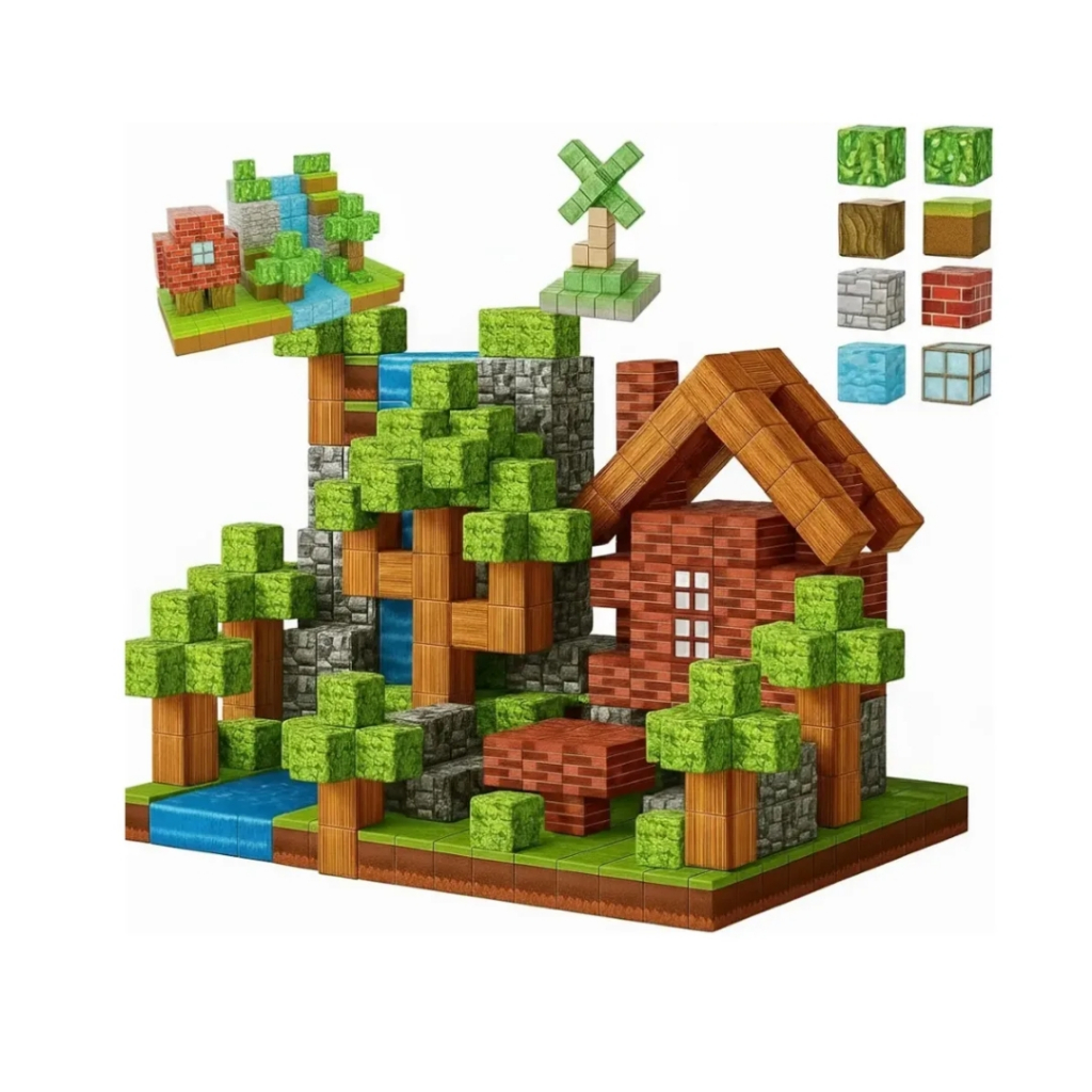 Kit 48/100/120 Peças Cubo Bloco Magnético Construção Cidade Brinquedo Criança Educativo Imã