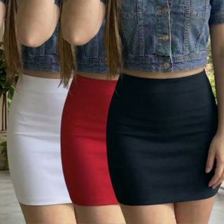 Kit 3 Saias Curta Feminina Tubinho Cintura Alta Mini Saia Moda Verão E Praia Envio Imediato em Oferta na Shopee