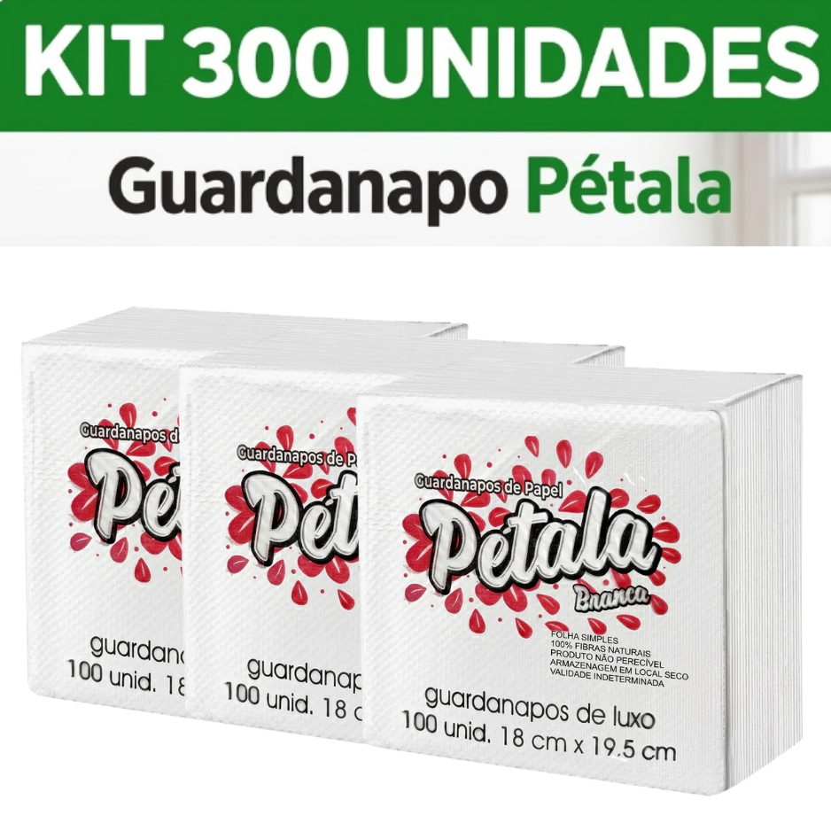 Guardanapo de Papel Pétala 18x19,5 Branco Folha Simples Kit 300 Unidades Mesa Festa Restaurante