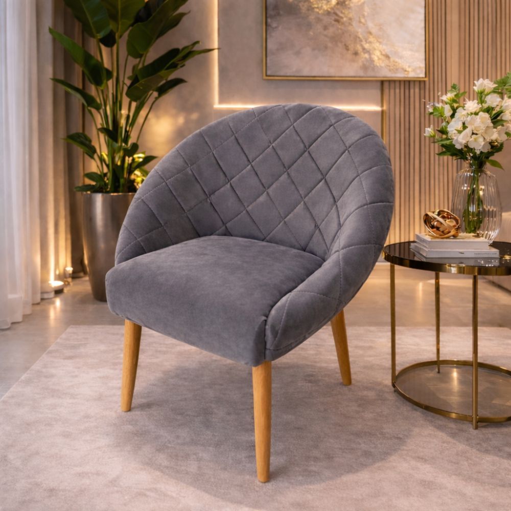 Poltrona Decorativa Ibiza Em Veludo – Versatilidade e Elegância para Qualquer Ambiente Veludo Cinza