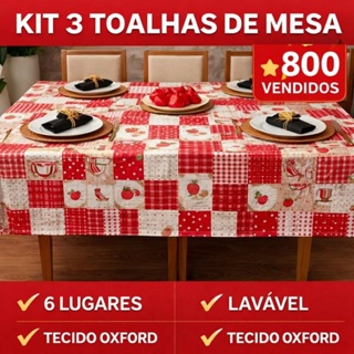 Kit 3 Forros de Mesa 6 Lugares Tecido Oxford – Lavável, Resistente e Decorativo em Oferta na Shopee