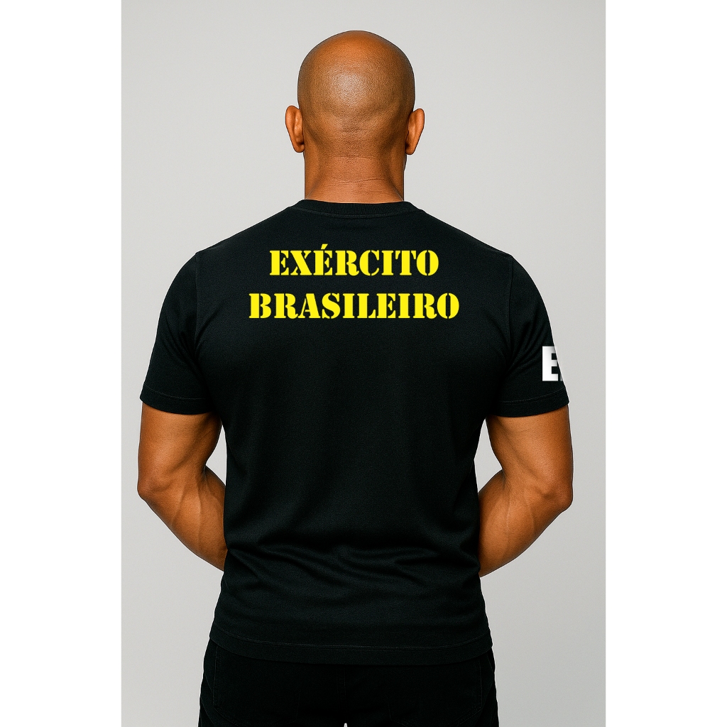 Camiseta  Uniforme Profissional Exército Brasileiro Fardamento Farda Preta