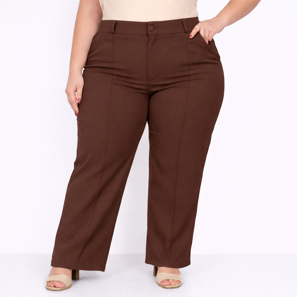 Calça Alfaiataria Plus Size Feminina Cintura Alta Social Elegante G1 G2 G3 G4 em Oferta na Shopee