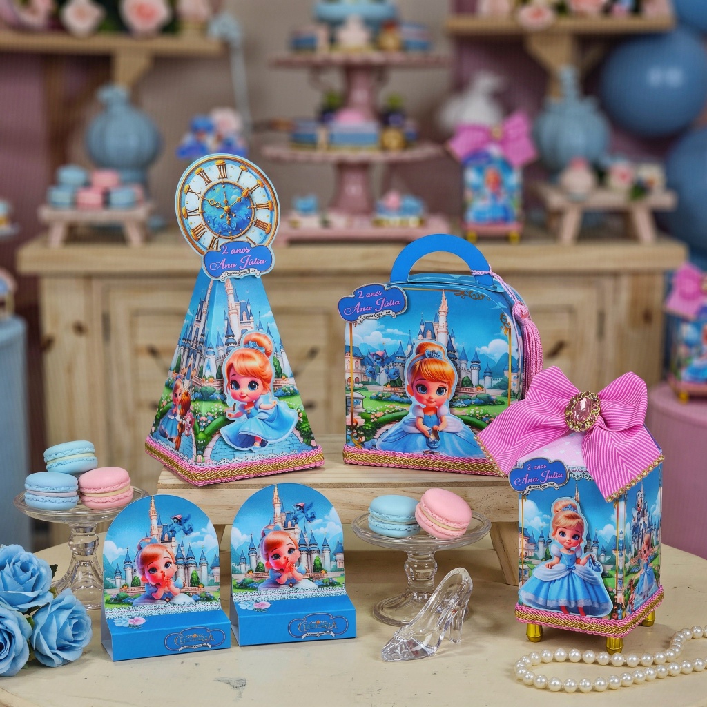 Kit 40 Lembrancinha Cinderela Baby: Personalizados de Aniversário Infantil Cute Festa e Mesversários