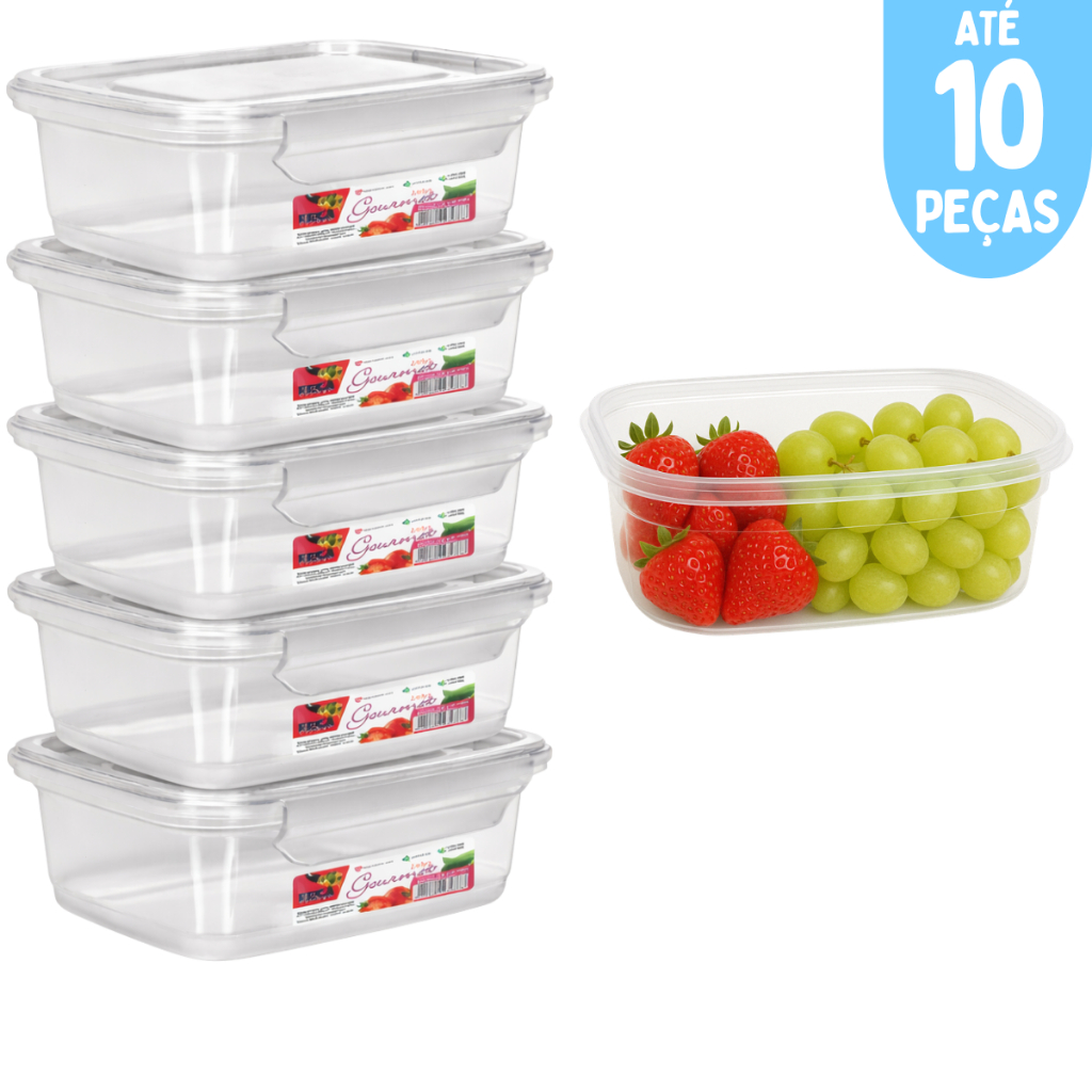 Kit Ate 10 Potes Marmita 400ml Com Trava Hermetico de Plastico Microondas e Freezer em Oferta na Shopee