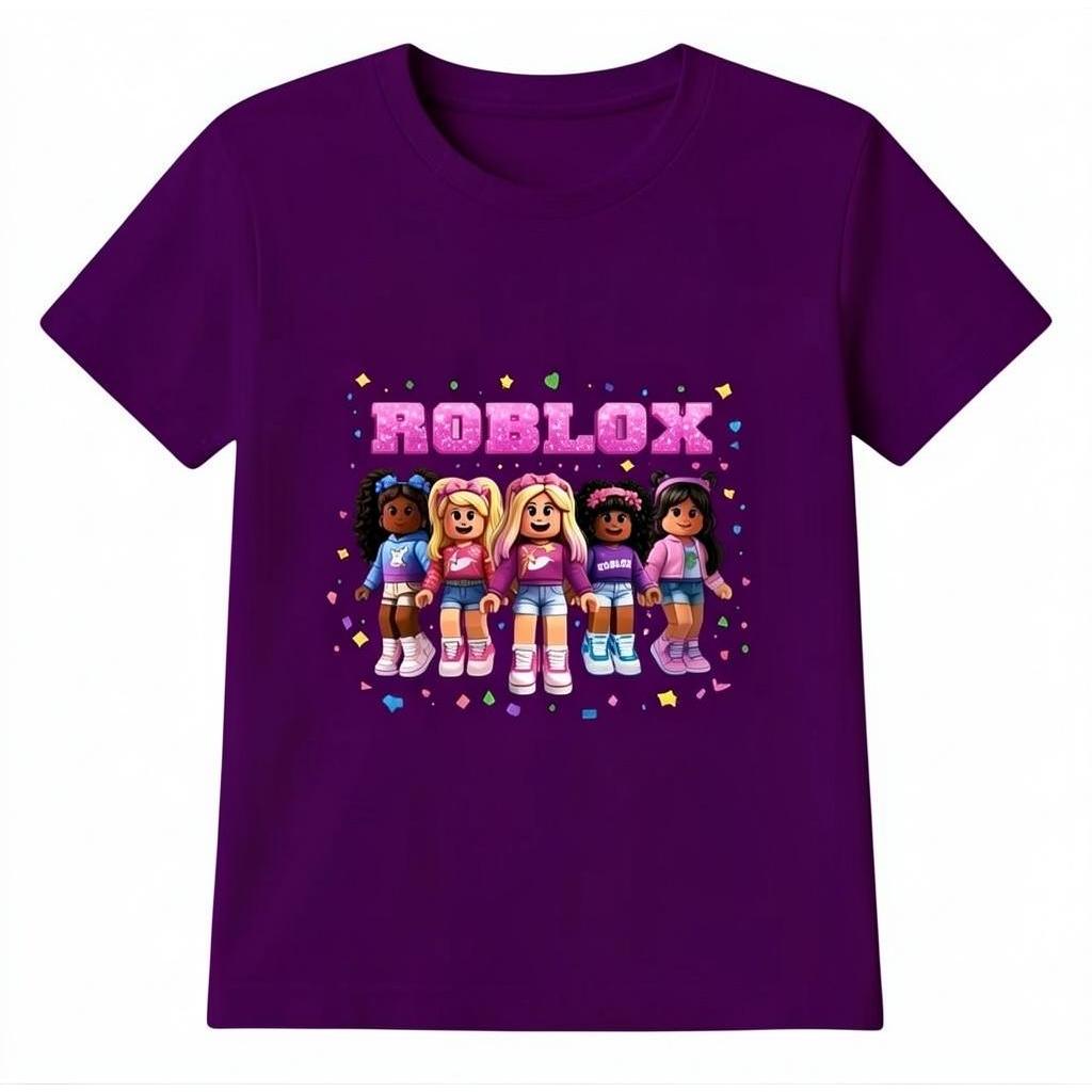 Camiseta Infantil Roblox Menina Blusa 100% Algodão Kids Roxa em Oferta na Shopee