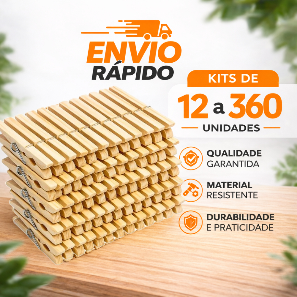 Kit Prendedores Pregadores Grampos de Roupa Madeira em Oferta na Shopee