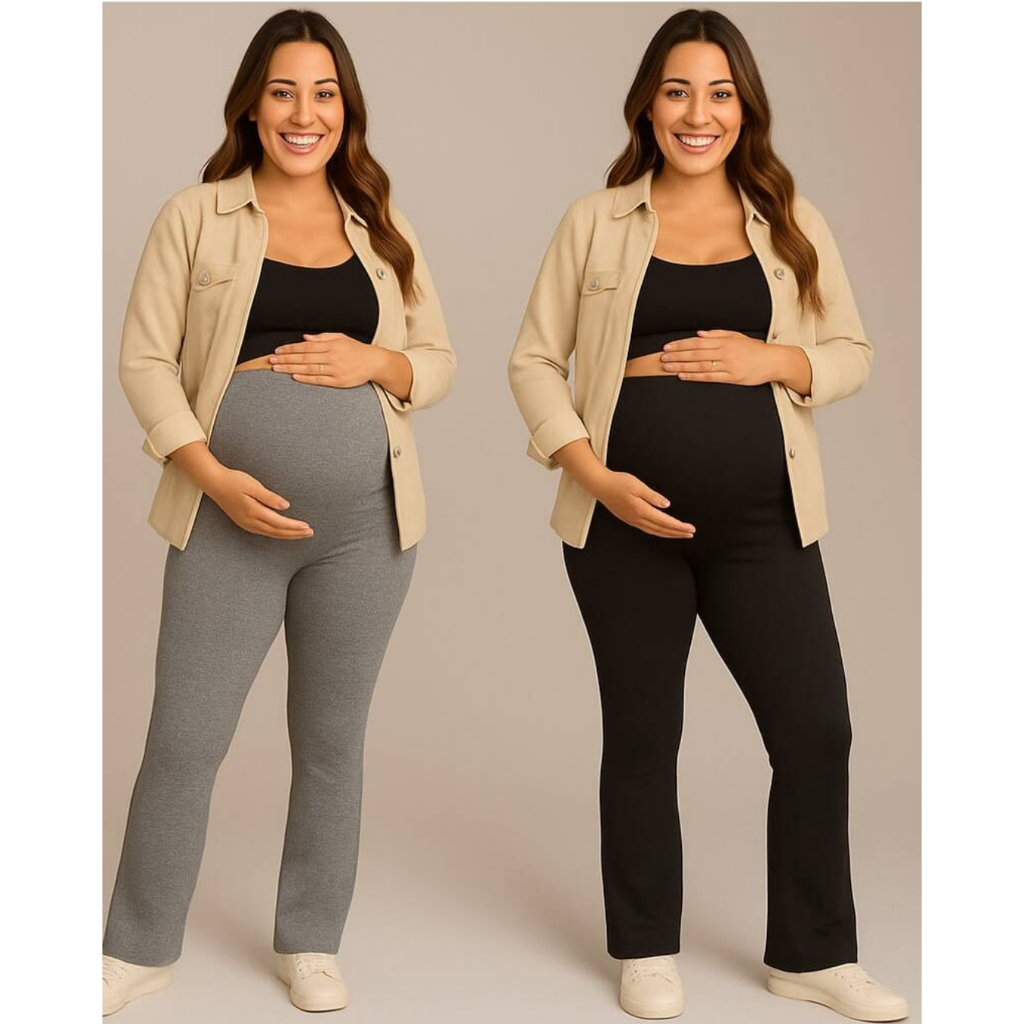 Kit 2 Legging Gestante Flare Boca Larga Calça Grávida Suplex em Oferta na Shopee