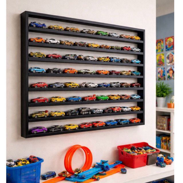 Expositor de Hotwheels Expositor de Parede em MDF. Organizador de Brinquedos, Miniaturas,, Carrinhos