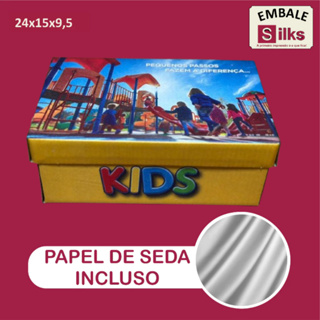CAIXAS PARA CALÇADOS INFANTIL 22x14x8,5  COM BRINDE DE PAPEL DE SEDA – FÁCIL MONTAGEM em Oferta na Shopee