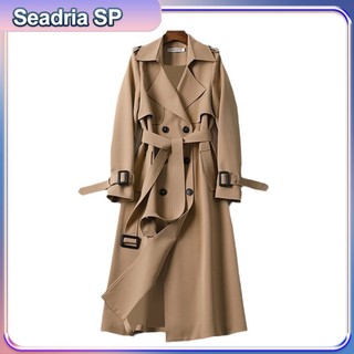 Coreano Mulheres Longa Jaqueta Primavera Outono Manga Comprida double breasted Elegante trench coat ladies casual outwea