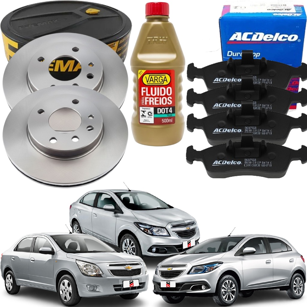 Kit Discos + Pastilhas + DOT4 Fluido Onix 1.0 2013 a 2019.