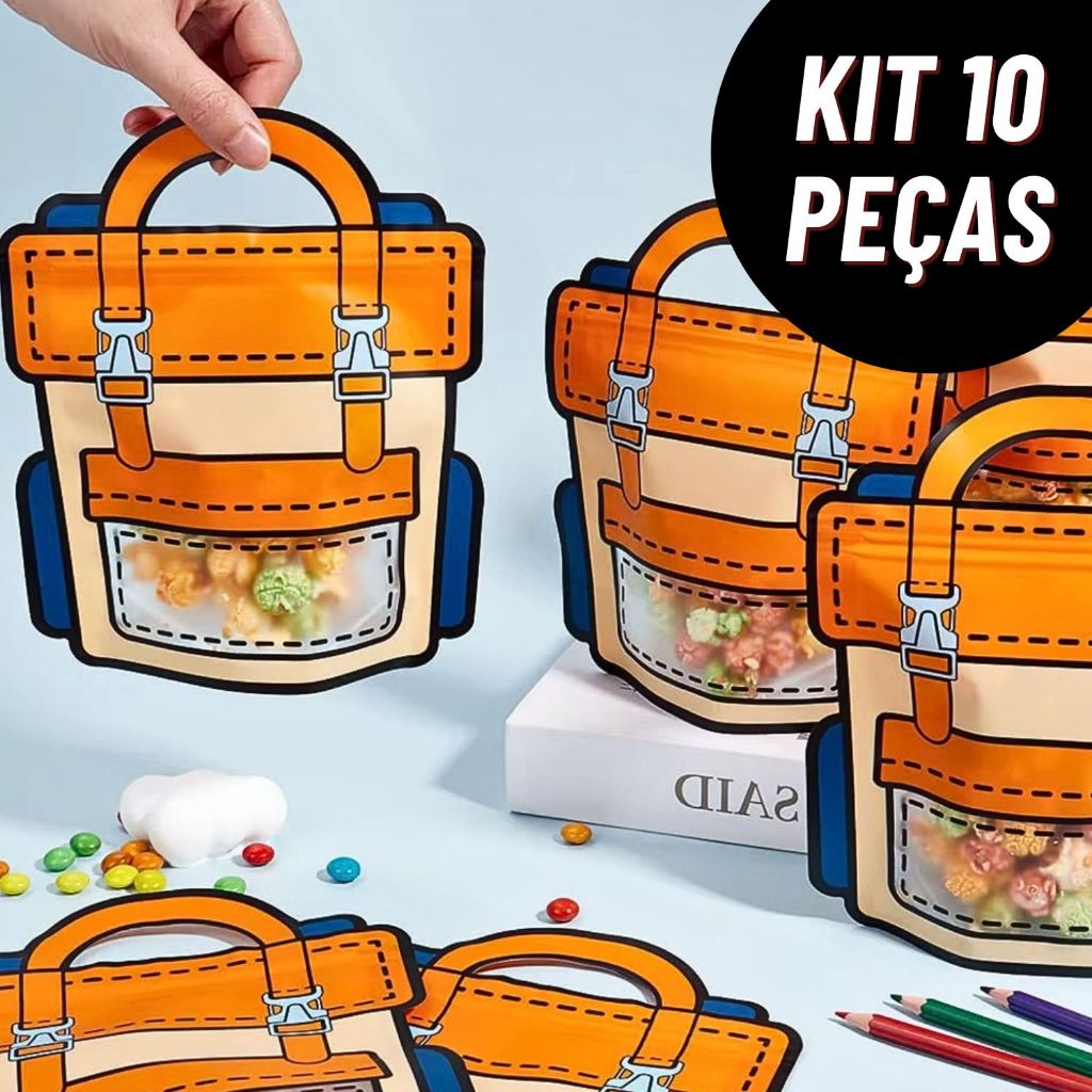 Kit 10 Sacos Selado Em Forma De Mochila De Cartoon, Saco De Lanche Portátil Para Crianças em Oferta na Shopee