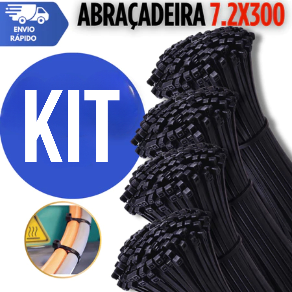 Abraçadeira Nylon Enforca Gato 30cm 7,2mm Cintas Plásticas Fita Hellermann Preta Utilidades