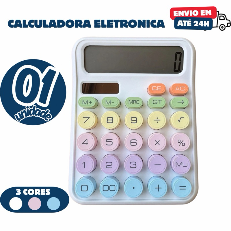 Calculadora Colorida Morandi 12 Dígitos Teclado Mecânico Macio Escolar Escritório Multineos