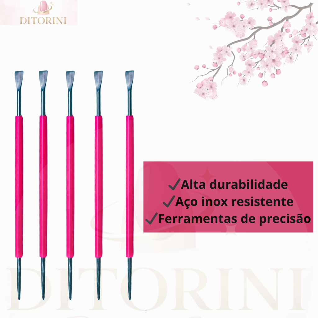 Detalhes do Kit 5 Espátulas Inox com Silicone Rosa – Kit Bastão Espátula – 5 Unidades Inox com Silicone Rosa