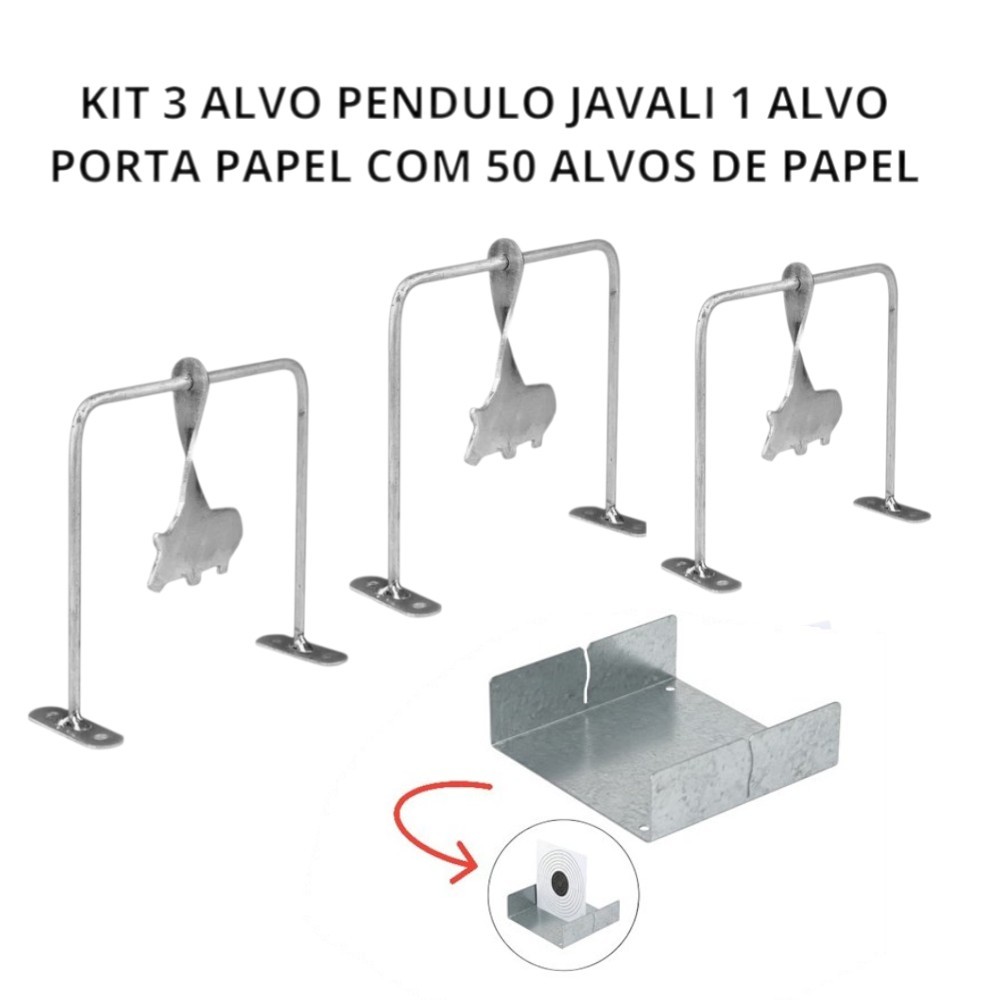 Kit 3 Alvo Giratorio Pendulo Suporte Porta Alvos de Papel Base Plana Com 50 Alvos De Papel 17 cm x 17 cm