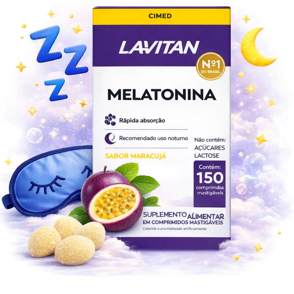 Melatonina Maracujá 150 Comprimidos Mastigáveis Lavitan Suplemento Alimentar — imagem 1