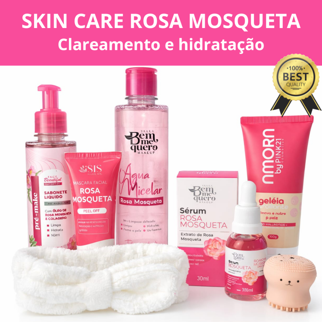 Kit limpeza de pele completa Rosa Mosqueta - Colágeno - Antioleosidade - Vitamina C  - Skincare Completo