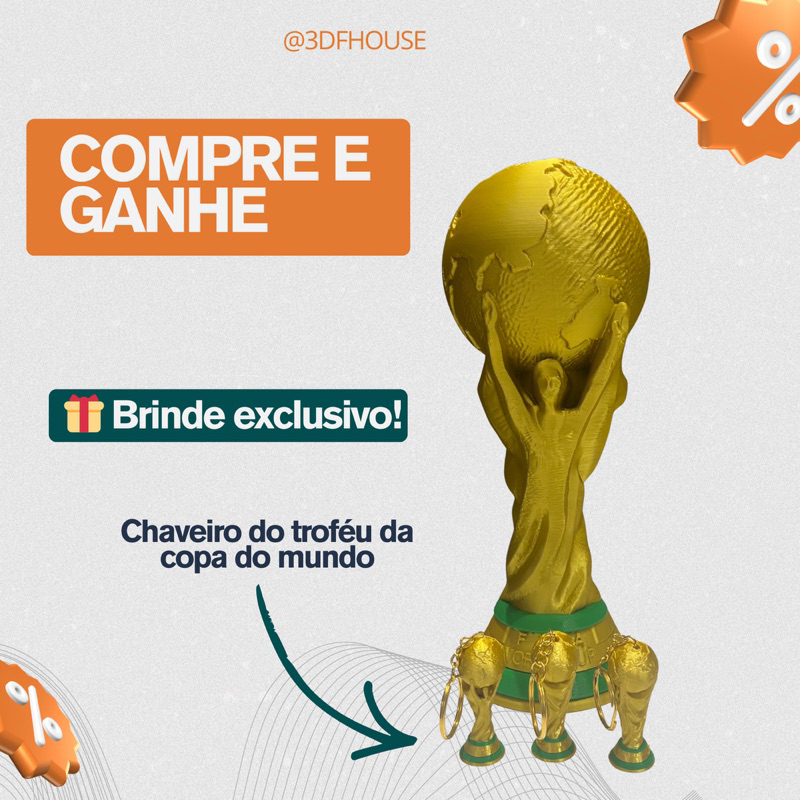 Taça Troféu Copa do Mundo | tamanho 25cm/ tamanho real – Impressão 3D