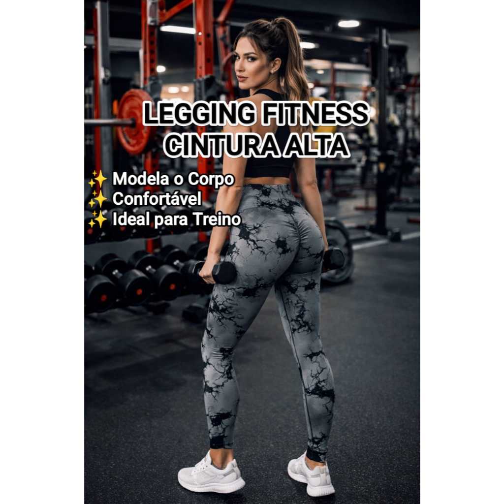 Legging Academia Feminina Cintura Alta Fitness Modela o Corpo Não Transparente Várias Cores em Oferta na Shopee