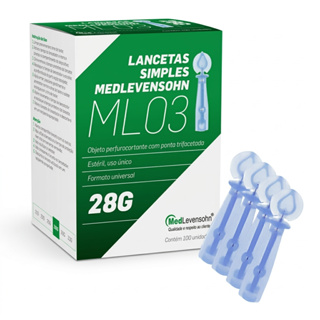 Lancetas 28G Universal Medlevensohn ML03 C/100 Unidades Para Glicose Estéril em Oferta na Shopee