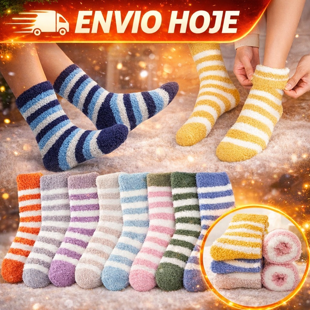 Meia Térmica Longa De Lã Felpuda Grossa Unissex Para Frio Quente  Inverno Grossa Feminina Masculina
