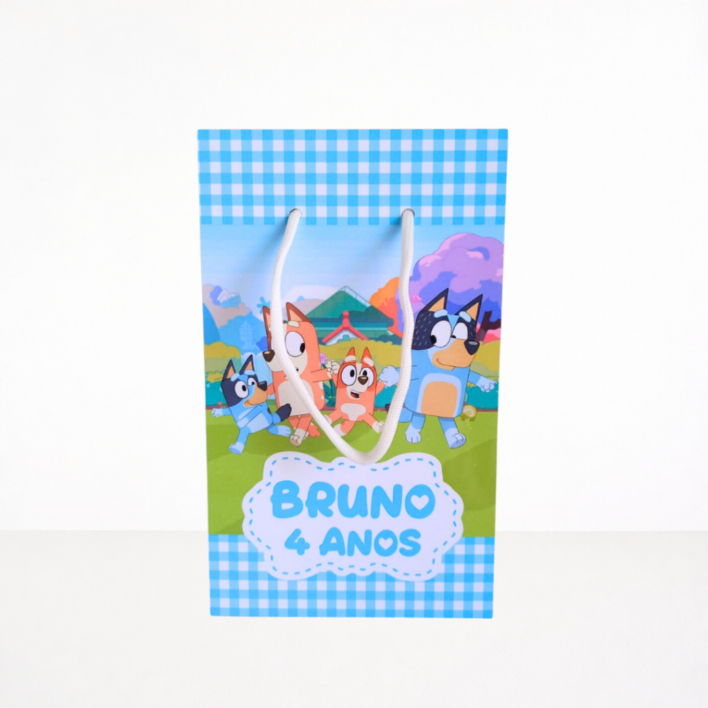 Sacolinha P Bluey Menino Azul Personalizados / Sacolinha Surpresa / Lembrancinha de Festa /Aniversário / Festa Infantil