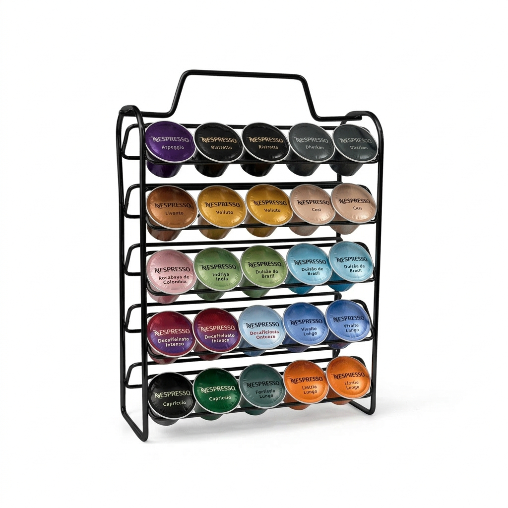 Porta Cápsulas Nespresso 50 Cápsulas Suporte Café Organizador Preto Compacto Cozinha
