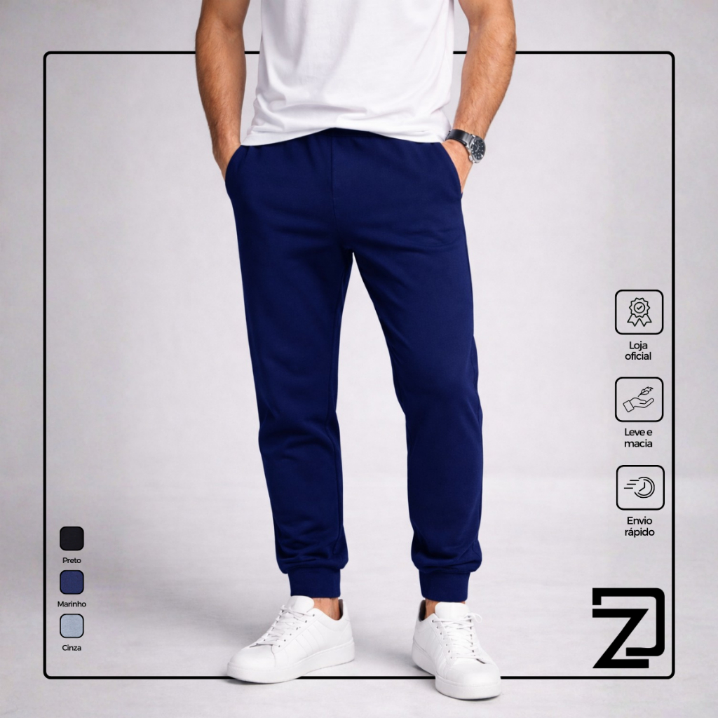 Calça Moletom Masculina Com Punho Jogger em Oferta na Shopee