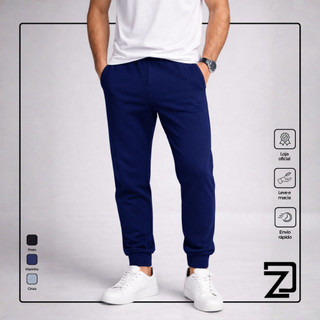 Calça Moletom Masculina Com Punho Jogger