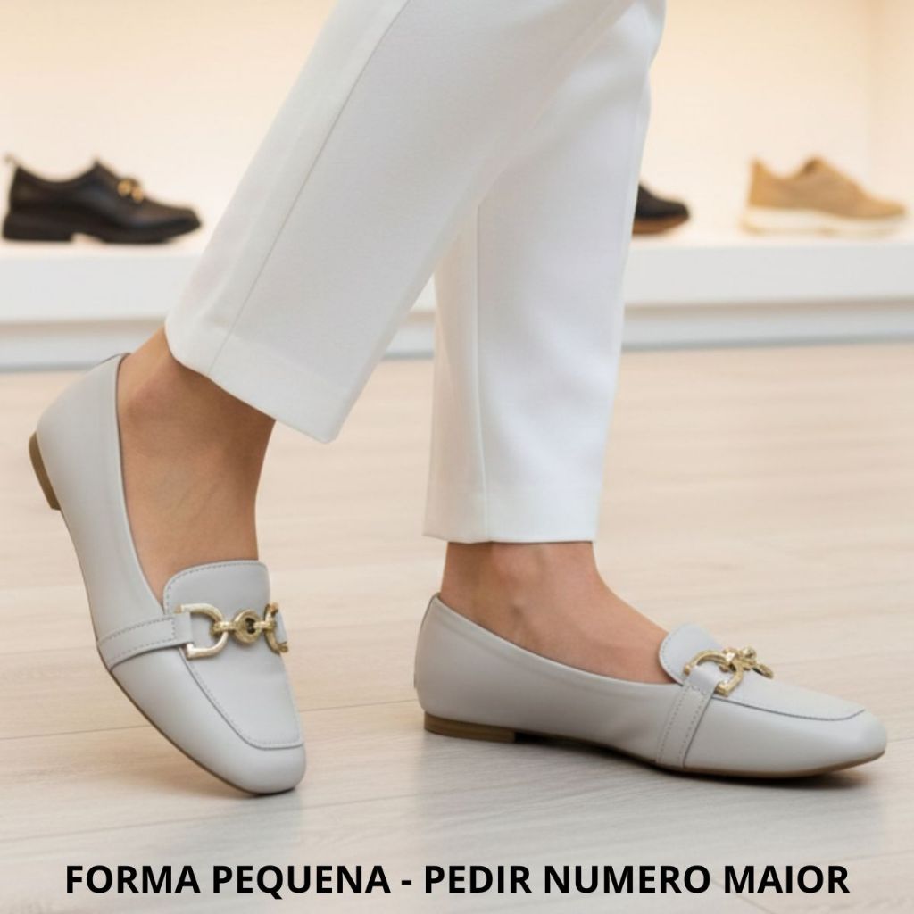 Sapatilha Mocassim Feminina Bico Quadrado Confortável Enfeite Elegante