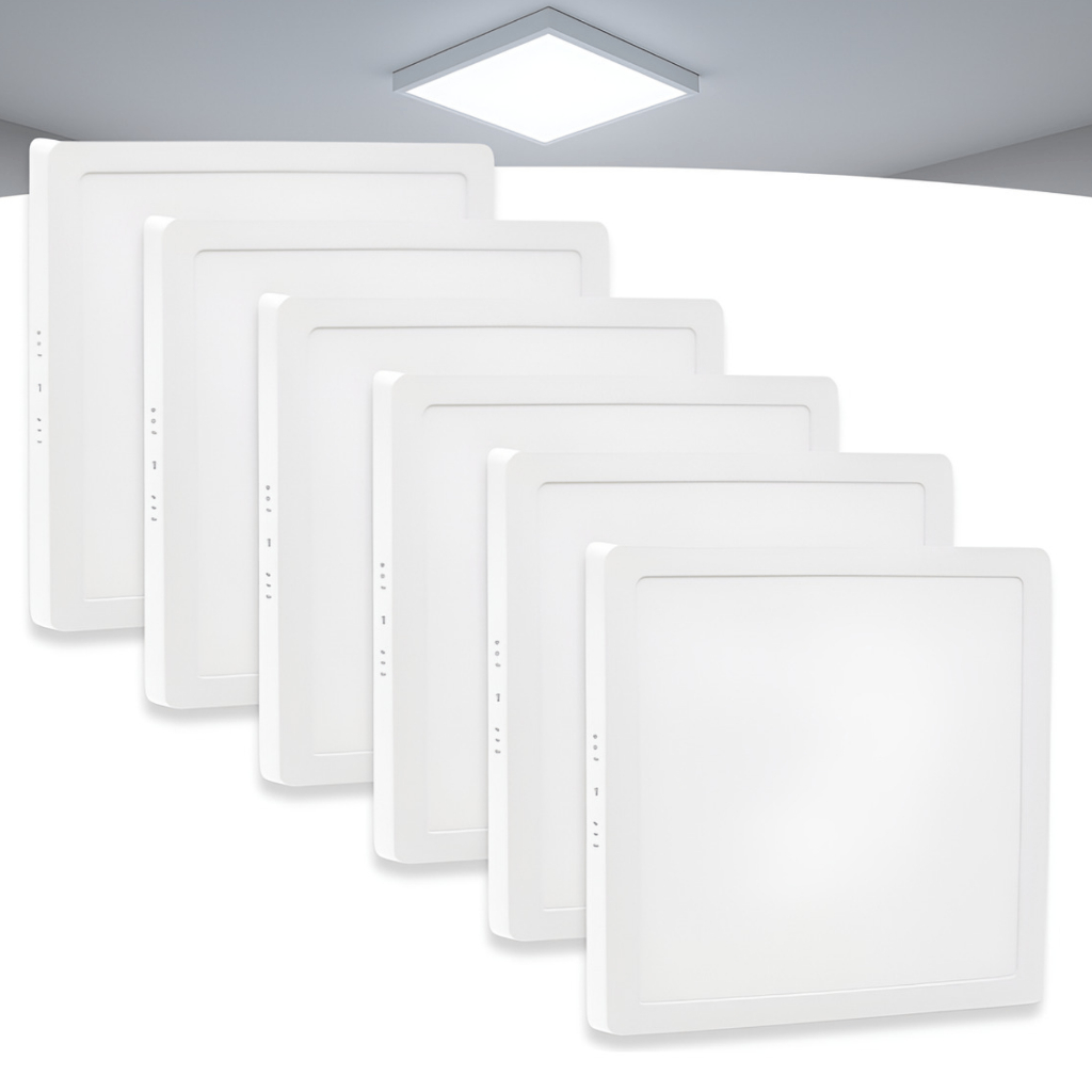 Kit 6 Painel Sobrepor 25W Led Quadrado Grande Luz Branco Frio/Neutro/Quente Bivolt