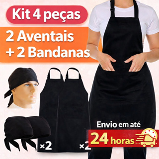 Kit 2 Aventais copa + 2 bandanas oxford 100% poliéster em Oferta na Shopee
