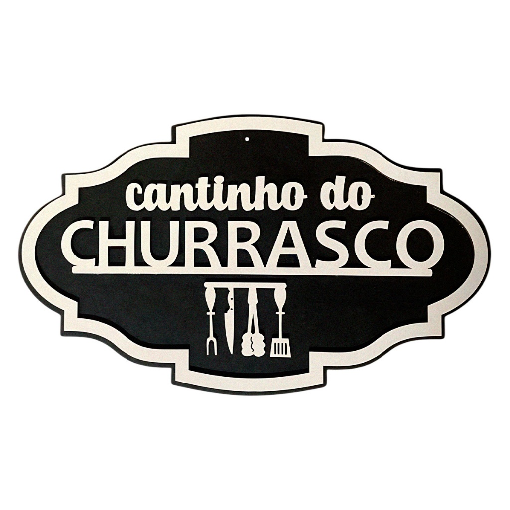 Placa Decorativa Cantinho Do Churrasco MDF Quadro Parede Area Gourmet Churrasqueira Varanda Lazer Decoracao Rustica