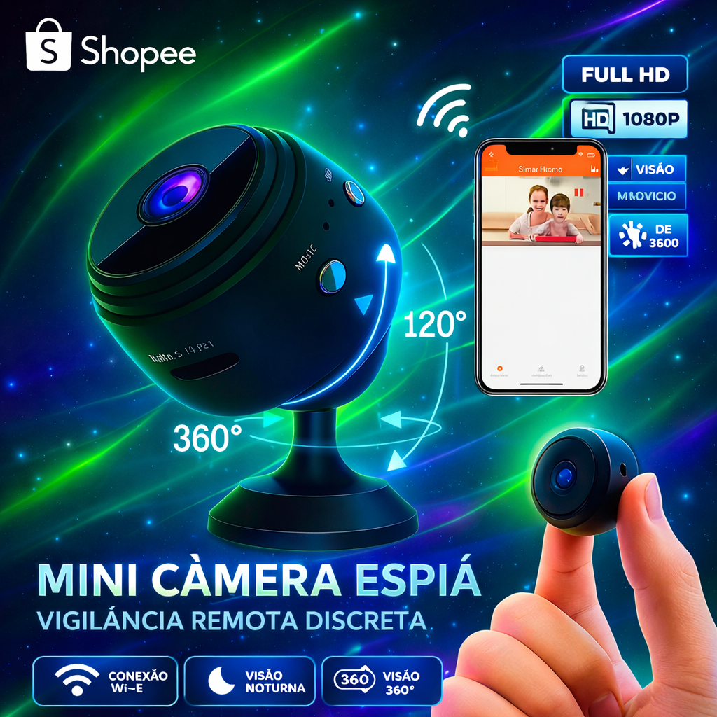 Mini Câmera De Segurança Espiã A9 Preta Monitoramento Visão Noturna Wi-Fi