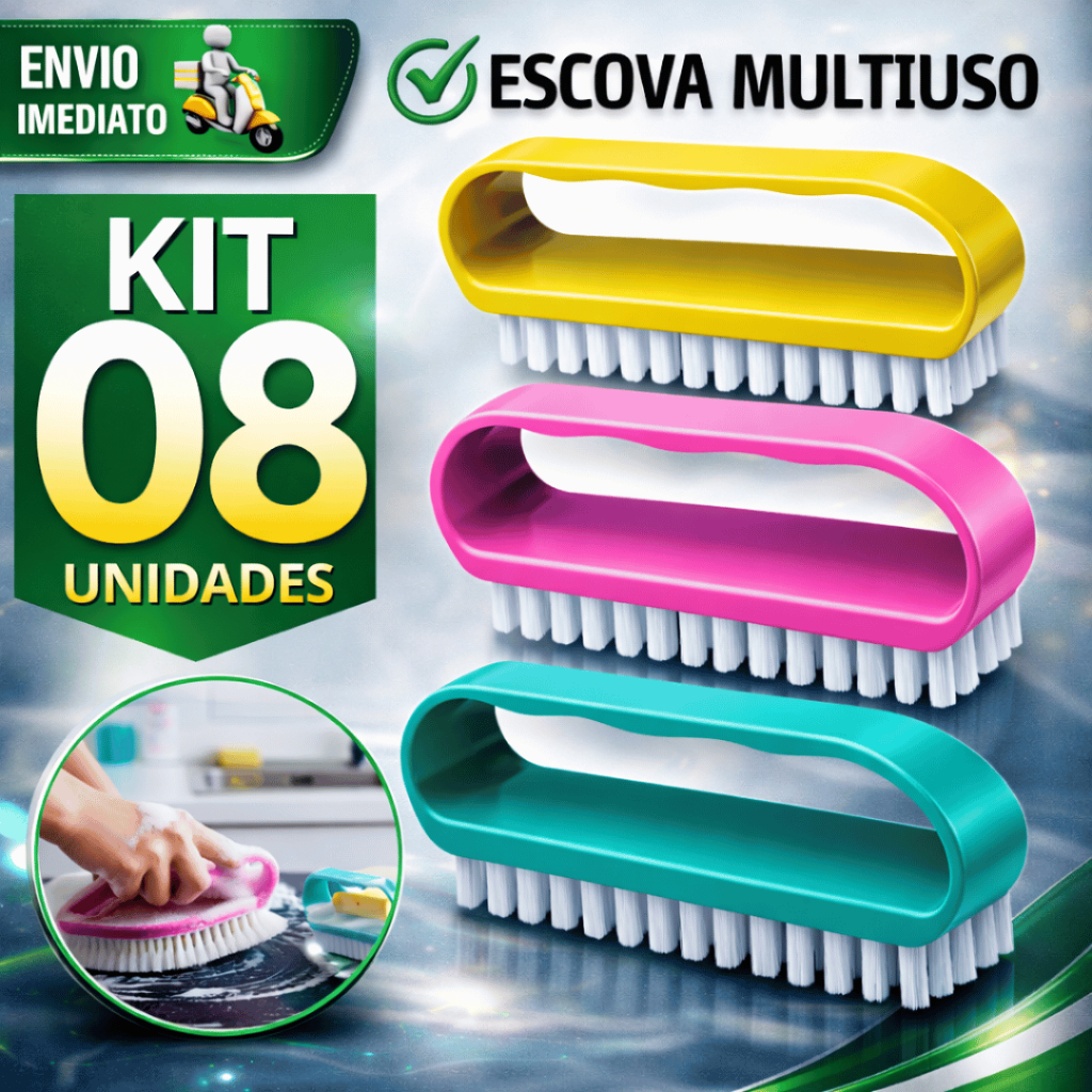 Combo Escovas Multiuso com Alça para Lavar Tênis Sapatos Roupas  Escovinha Limpeza Casa Utilidades
