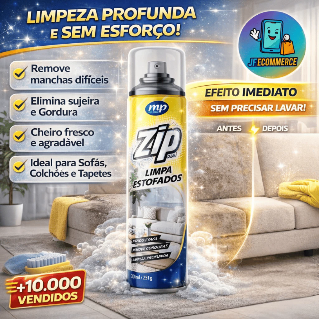 Limpa Estofados Espuma Mágica Limpa a Seco Zip Clean Spray 300ml - Limpeza Poderosa Tira Manchas — imagem 1